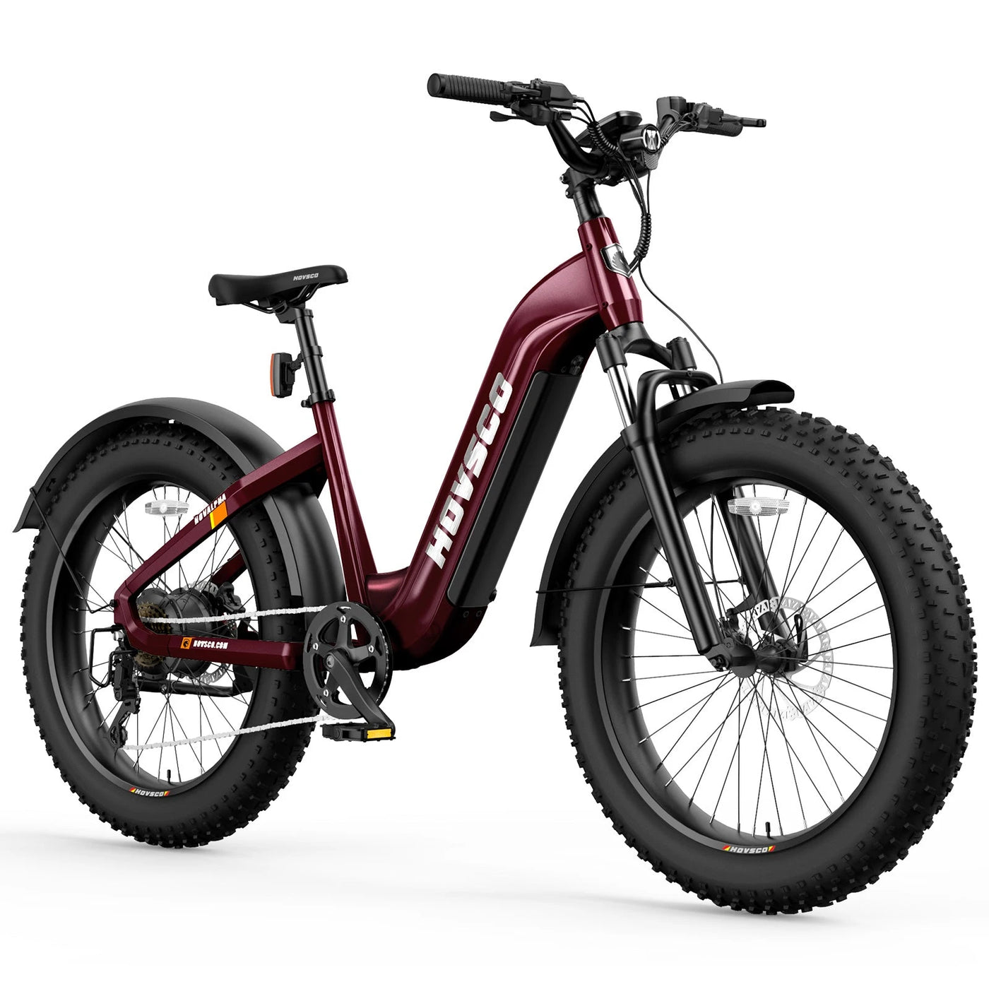 HOVSCO HovAlpha 26 Step Thru Fat Ebike All Terrain With Torque Sensor dark red