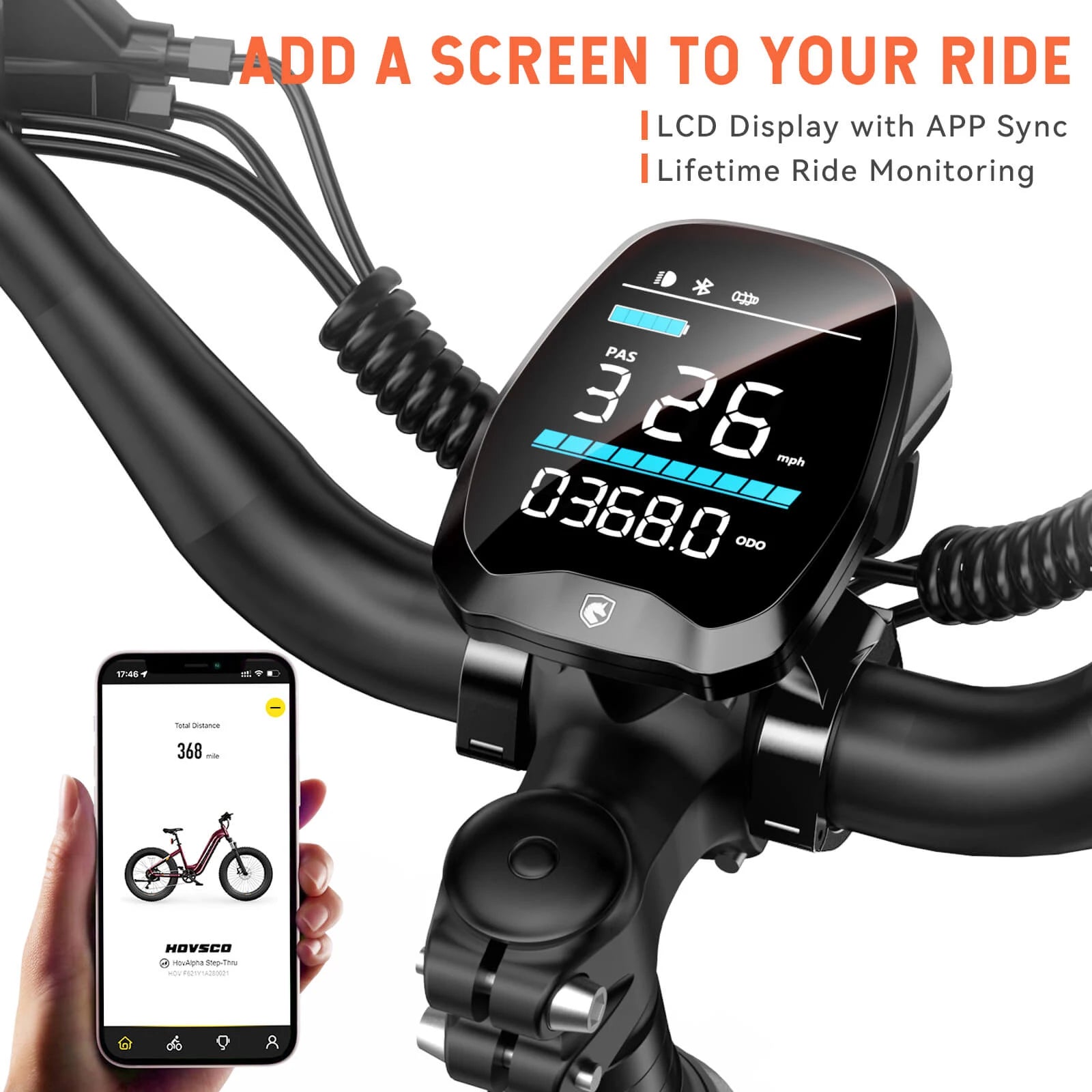 HOVSCO HovAlpha 26 Step Thru Fat All Terrain Ebike With Torque Sensor Dark Red LCD Display