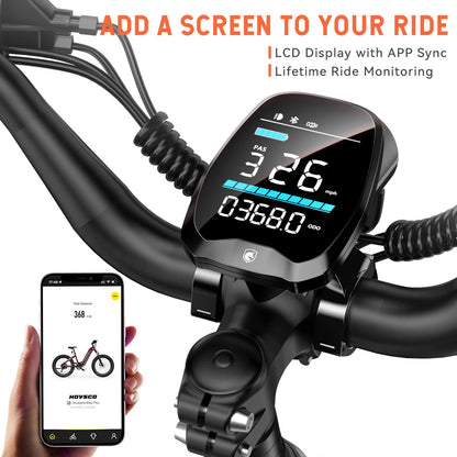 HOVSCO HovAlpha 26 Step Thru Fat All Terrain Ebike With Torque Sensor Dark Red LCD Display