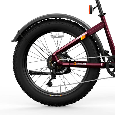 HOVSCO HovAlpha 26 Step Thru Fat All Terrain Ebike With Torque Sensor Dark Red Fat Tires