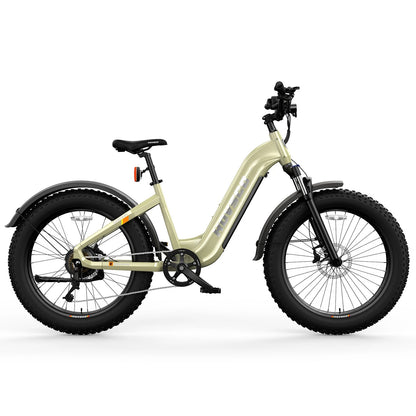 HOVSCO HovAlpha 26 Step Thru Fat All Terrain Ebike With Torque Sensor Champagne