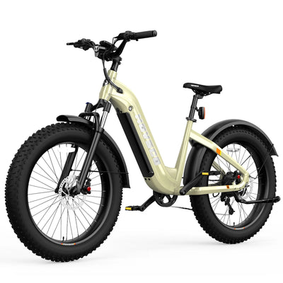 HOVSCO HovAlpha 26 Step Thru Fat All Terrain Ebike With Torque Sensor Champagne