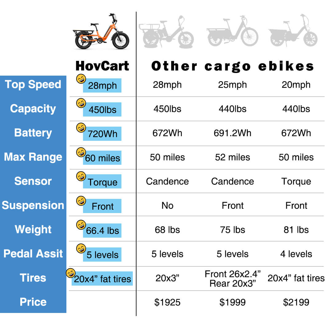 HOVSCO™ HovCart 20“ Step-Thru Electric Fat Tire Cargo Bike