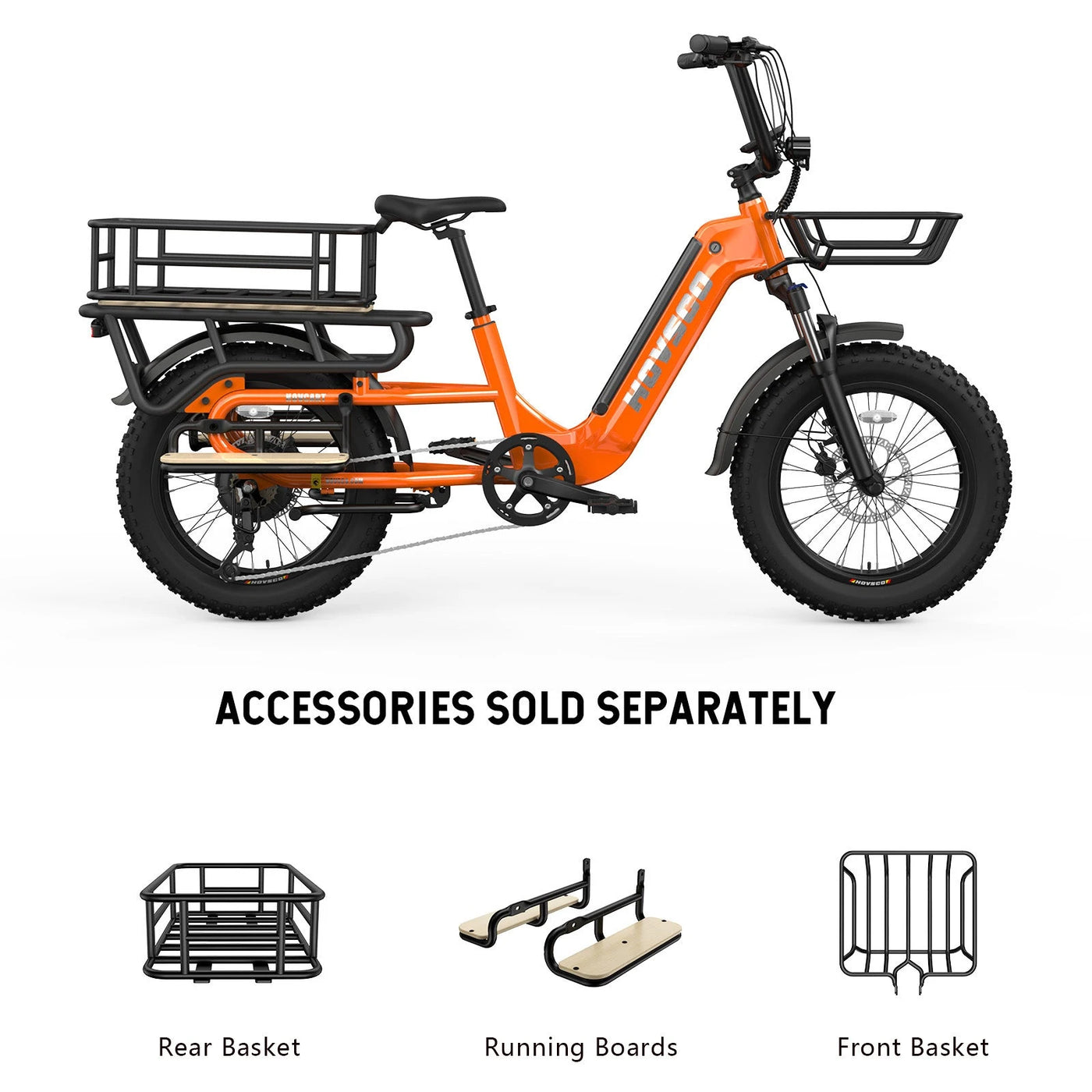 HOVSCO™ HovCart 20“ Step-Thru Electric Fat Bike All Terrain Cargo Ebike Orange