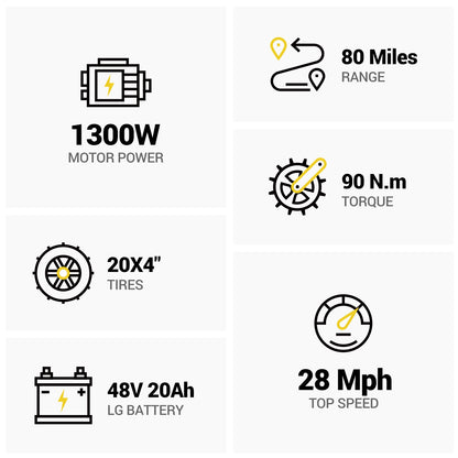 HOVSCO™ HovAlpha 26" Step-Thru Fat Tire Ebike